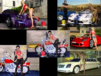 Girls & Wheels Widescreen Wallpaper